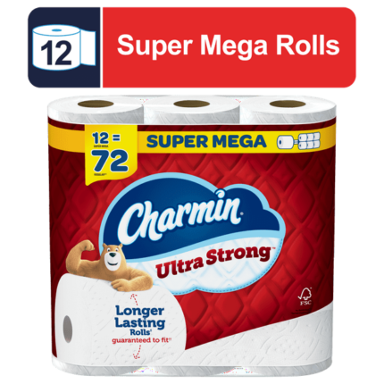 Charmin Ultra Strong Toilet Paper, 12 Super Mega Rolls