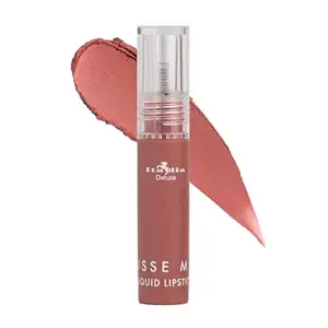 Italia Deluxe Pick 1 Mousse Matte Liquid Lipstick Comfortable Velvet Finish & Zipper Bag (190-01 : ALMOND, Full Size)